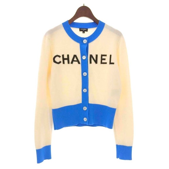 Cardigan Chanel CHA NEL blanc bleu FR 36 - Picture 1 of 6